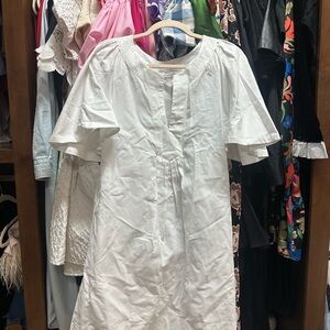 White Flutter Sleeve Dress